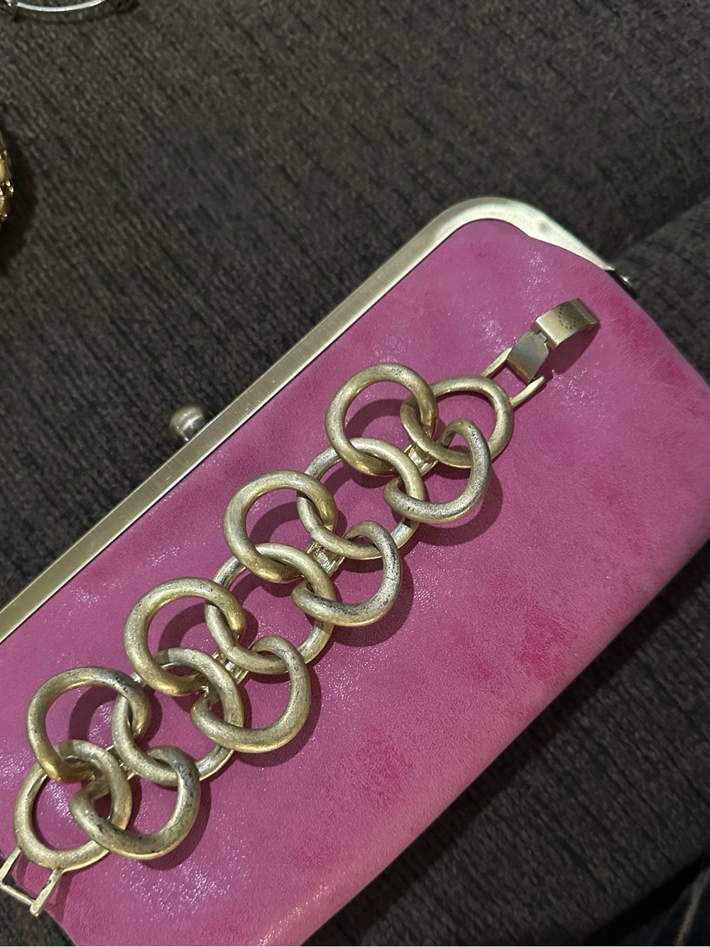 Brutalist Chunky Twisted Link Brass Bracelet Post Modern